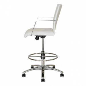 Side View White Retro Drafting Chair