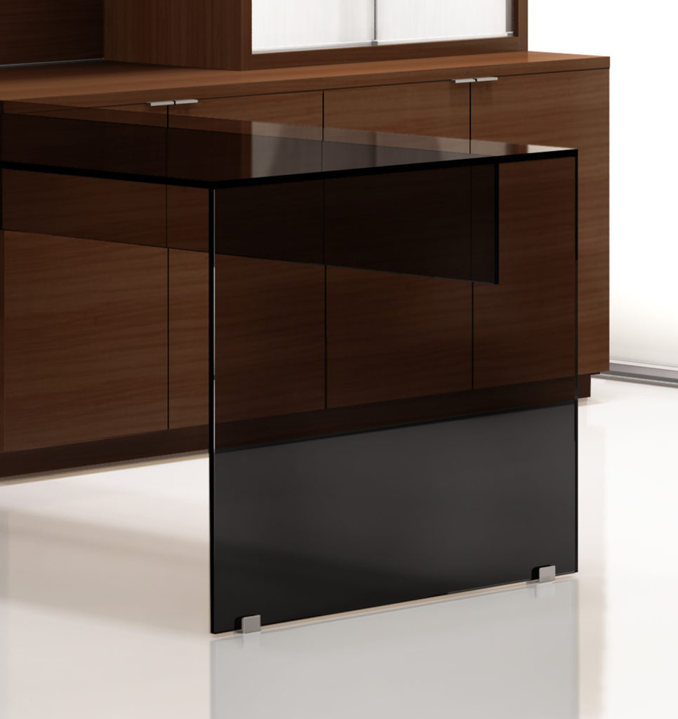 Executive Wood Glass Desk Ambience Doré