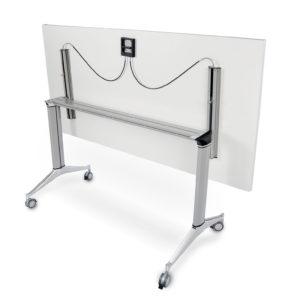 white modern industrial steel flip top table