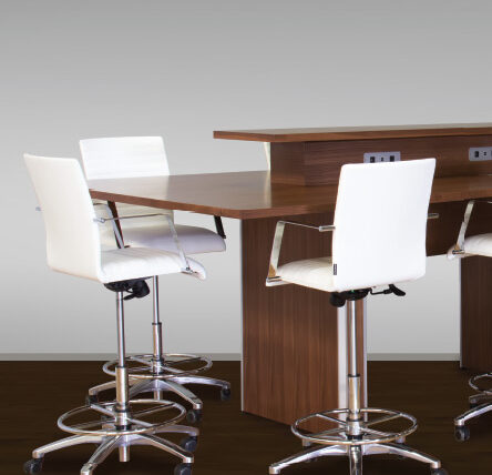 White Chrome Drafting Chairs