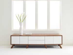 Low Retro Modern Two Tone Low Credenza