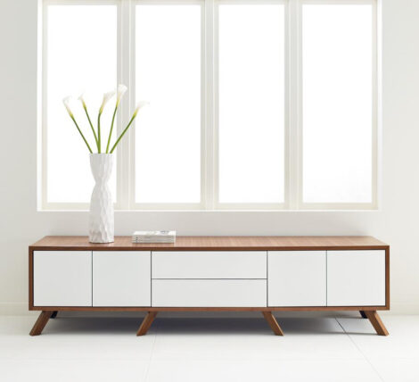 Low Retro Modern Two Tone Low Credenza