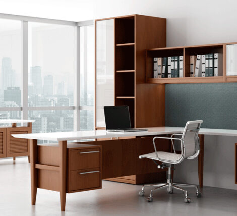 Retro Modern Wood Private Office Desk