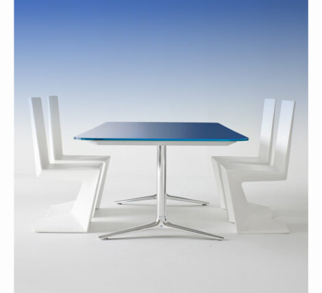 Blue Glass Modern Chrome Table