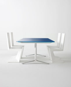 Blue Glass Chrome Modern Table