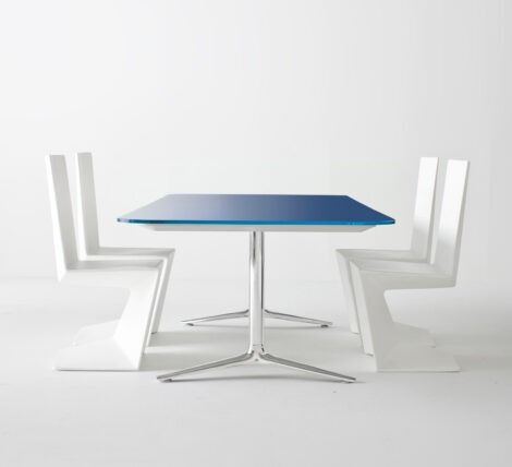 Blue Glass Chrome Modern Table