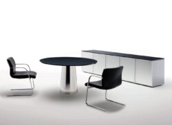 Chrome Base Black Round Table