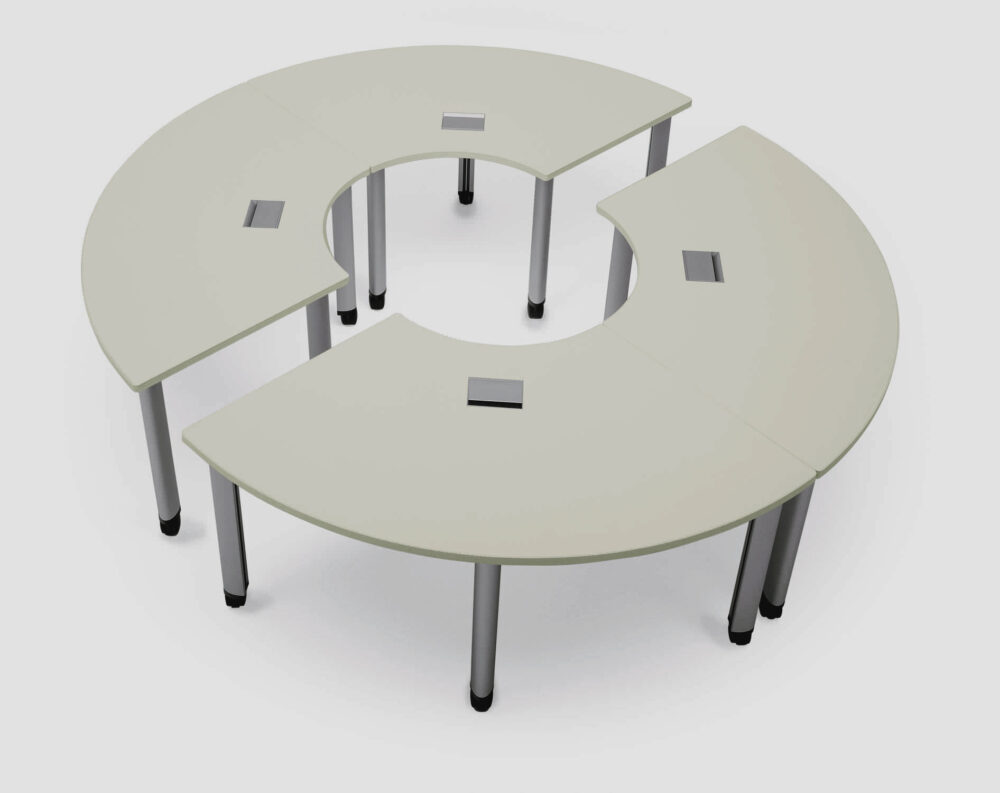 White Half Round Mobile Tables