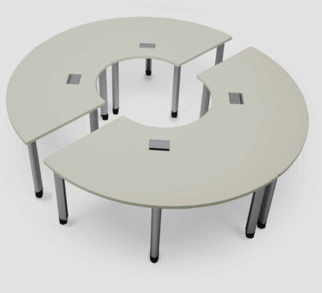 White Half Round Mobile Tables