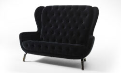 Black Velvet tufted Modern High back Sofa