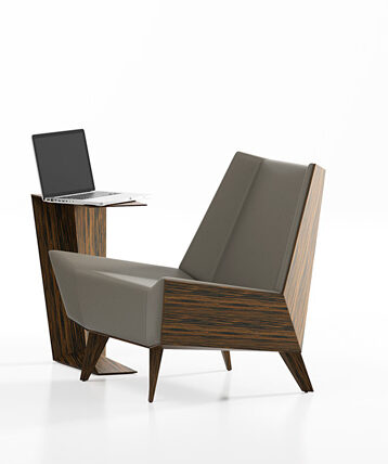 Contemporary wood angular laptop side table