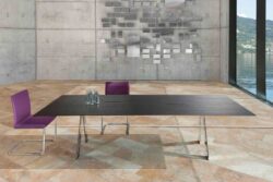 Contemporary Dual Chrome Wood Table