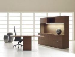 Executive full wood sit to stand modern contemporary desk set