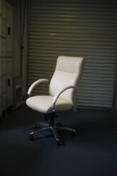 Ivory Leather Plush High Back Conference Chair