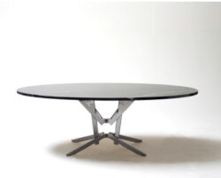 Structured Black Oval Stone metal base Extraordinaire Table