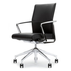uber modern black leather chrome high end conference chair