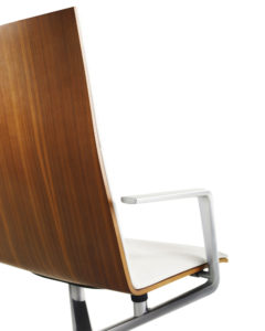 Wood back high back slender conference chair detail