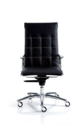 Black Tufted Executive High Back Contemporary Chrome Chair