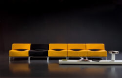 Low Modern Gold Black Steel Lounge Chairs