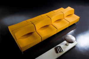 modern open space lounge chairs in gold