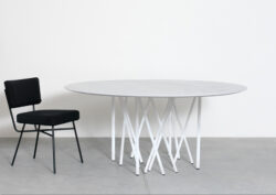 white contemporary marble metal round table