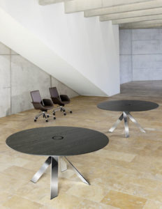 Round Three Leg Metal Wood Table