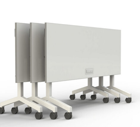 White modern architectural folding flip top tables