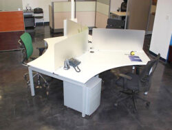 modern industrial pod of three desks
