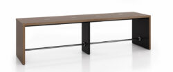 Black Two Tone Wood Standing Table with power data and chrome football
