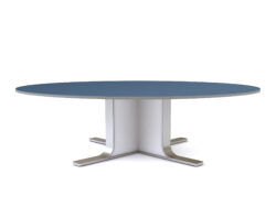 Blue White Silver Round Office Table
