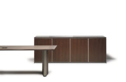 Dark Espresso Wood Aluminum Accent Credenza