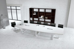 Large White Contemporary Boat Conference Table