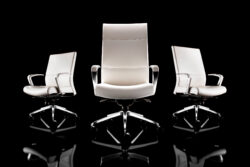 White Leather Chrome Conference Chair
