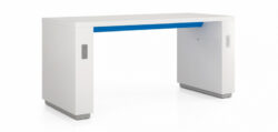 White Blue Accent Standing Table with power plug in