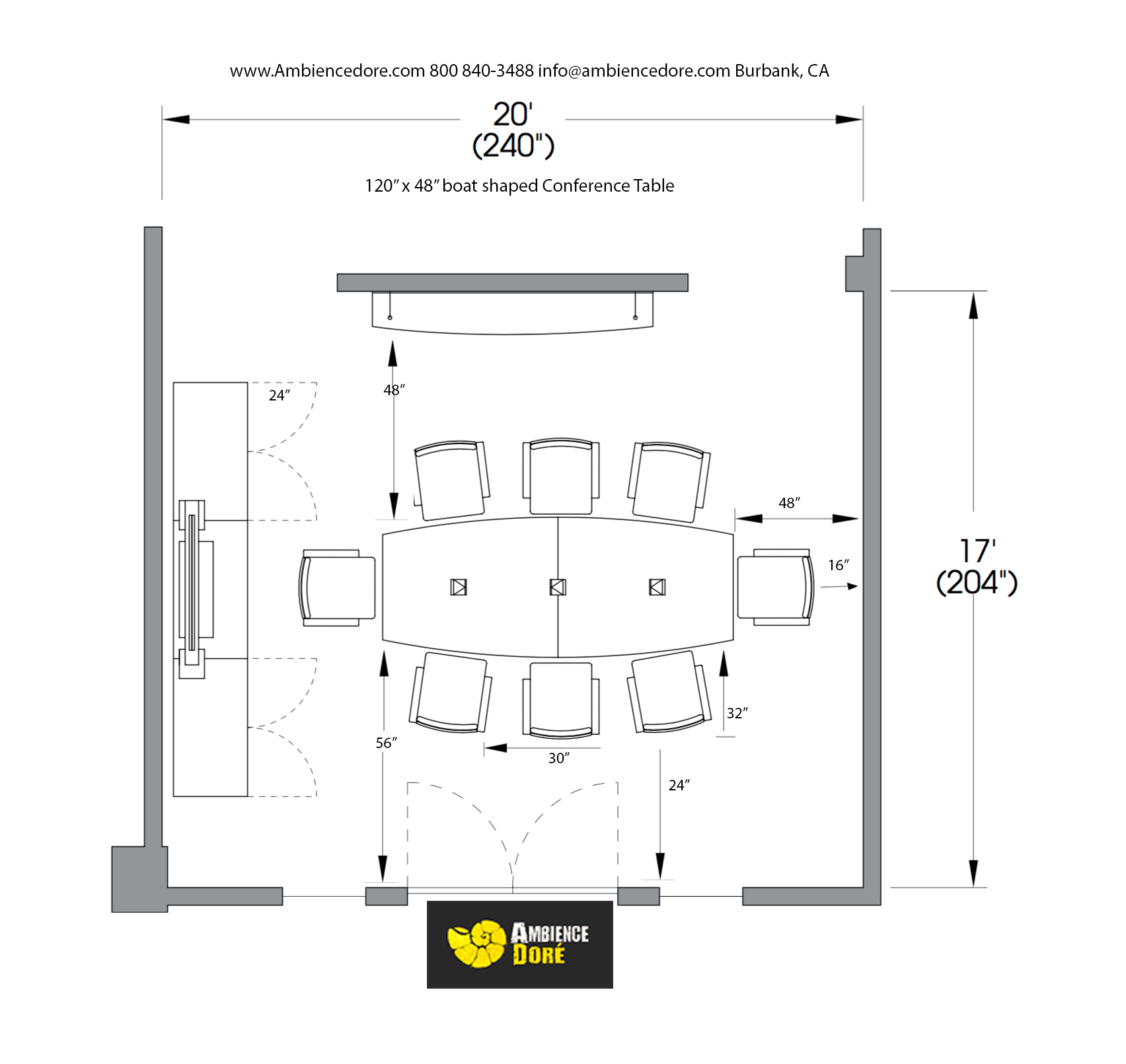 Conference Room Planning Guide, What Size Conference Table Seats 8
