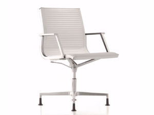 Luxury Chrome White Leather Conference Chair
