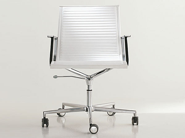 Luxury White Leather Chrome Conference Chair