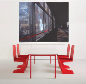 Colorful Stark Modern Table with original Art for Offices and Meeting Rooms