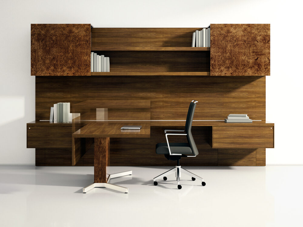 Executive Modern Wood Sit Stand Desk - Ambience Doré