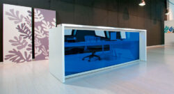 Transparent Blue Reception Desk