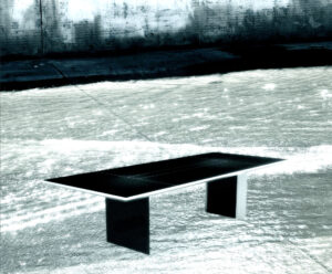 Floating Raft Table is a super luxury high end black glass aluminum detailed conference room table for office and home applications