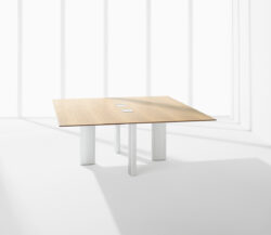 Modern Light Wood Metal Square Table