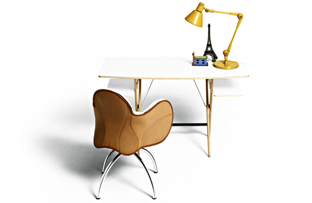 Modern Orbit Desk Chair Tan Leather