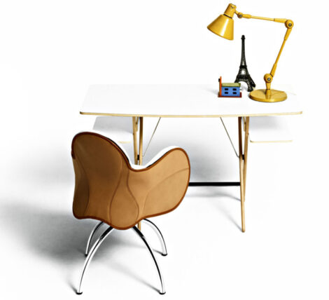 Modern Orbit Desk Chair Tan Leather