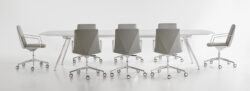 Steel Gray Leather Angular Chairs