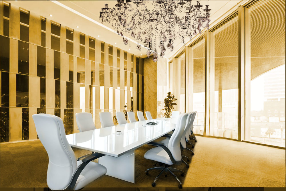 white glass conference table