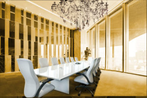 white glass conference table