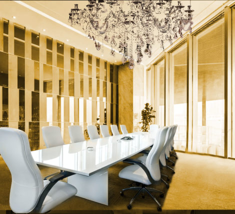 white glass conference table