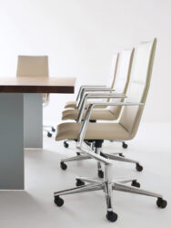 Thin White Leather Conference Chair