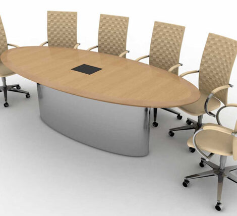 Elliptical Wood Steel Table